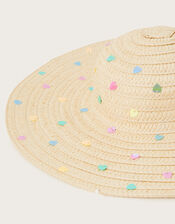 Love Heart Sequin Floppy Hat, Natural (NATURAL), large