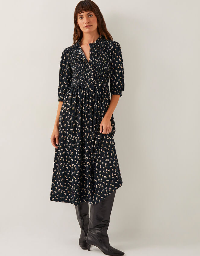 Orielle Print Jersey Midi Dress, Black (BLACK), large