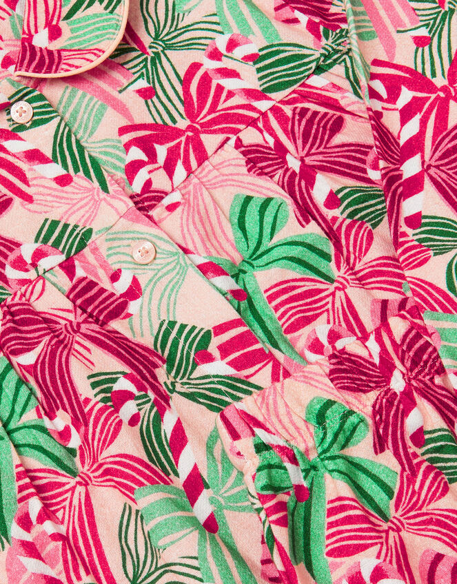 Christmas Bow Print Long Pyjamas Set, Pink (PINK), large