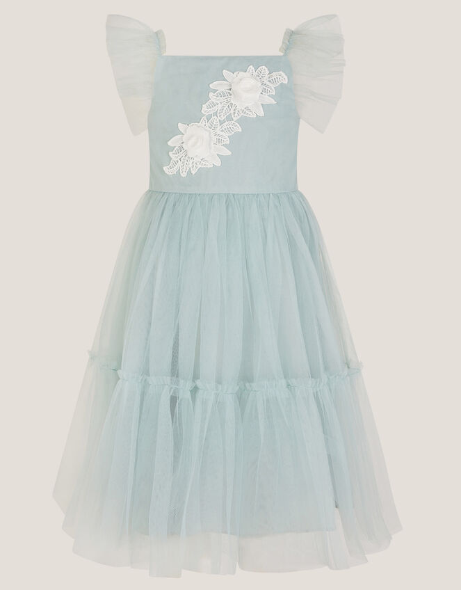 Eva Floral Embroidered Tulle Dress, Green (PALE GREEN), large