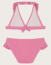 Seersucker Bow Ruffle Bikini Set, Pink (PINK), large