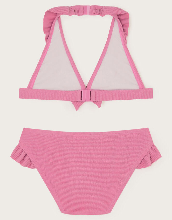 Seersucker Bow Ruffle Bikini Set, Pink (PINK), large