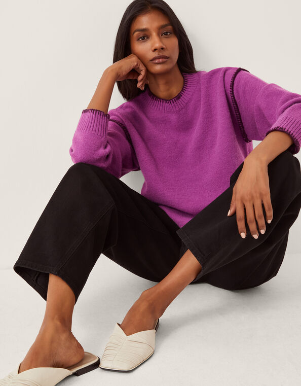 Shayla Whipstitch Jumper, Purple (PURPLE), large