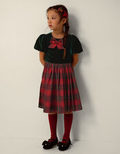 Elspeth Puff Sleeve Tartan Party Dress, Green (GREEN), large