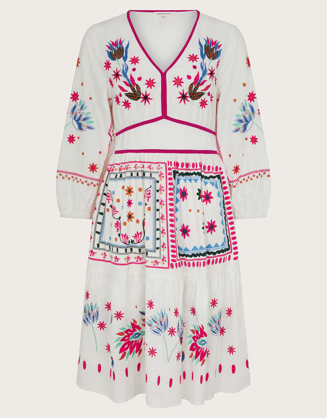 Zinnia Embroidered Dress, Ivory (IVORY), large