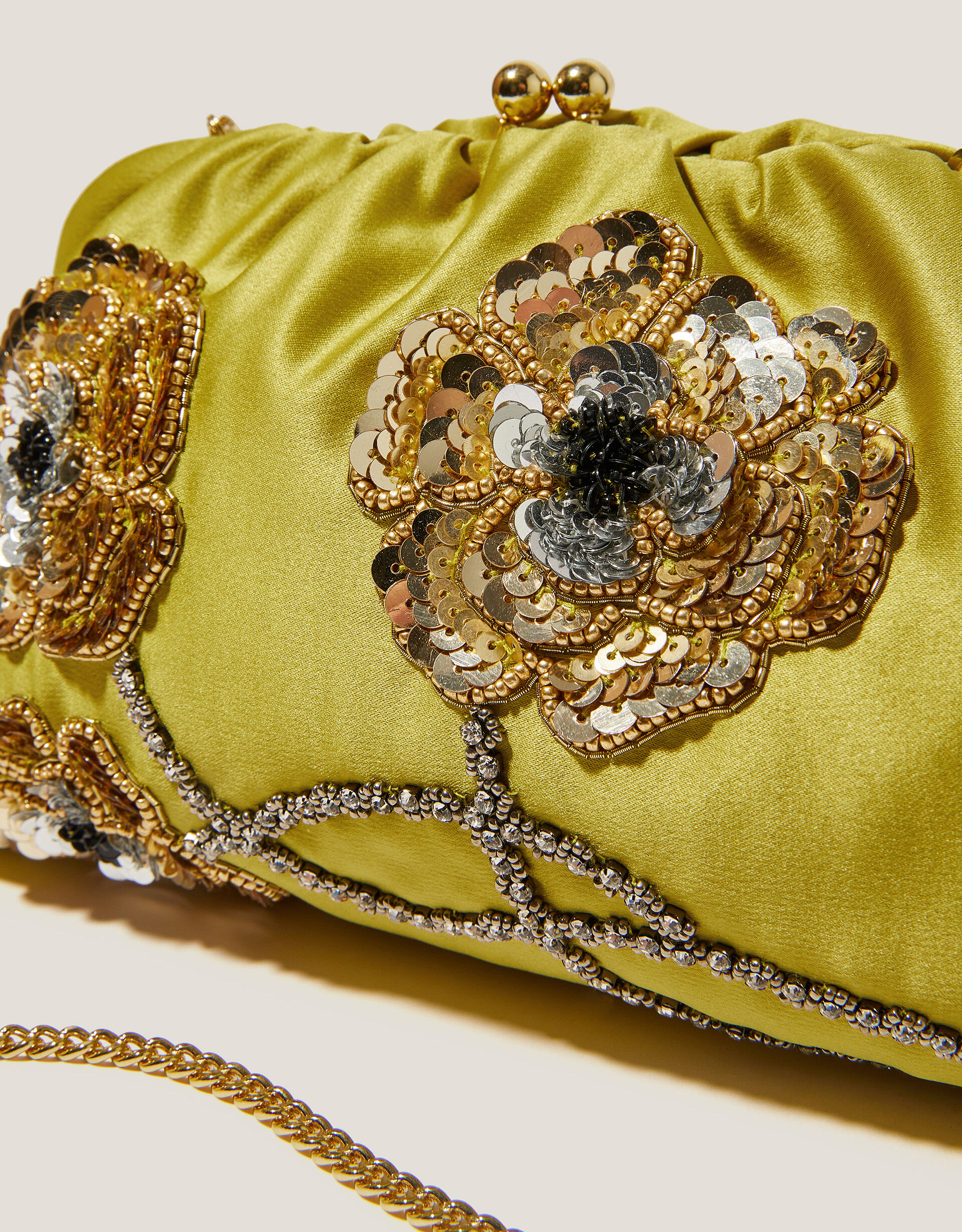 Sora Embellished Satin Clutch Bag