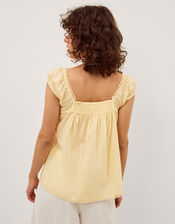 Olivia Lace Trim Top, Yellow (YELLOW), large