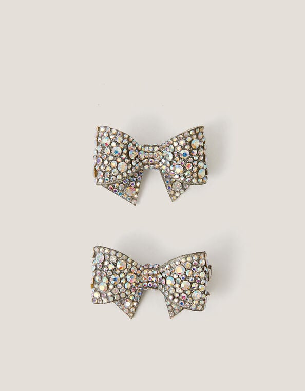 2-Pack Rhinestone Bow Hair Clips, , large
