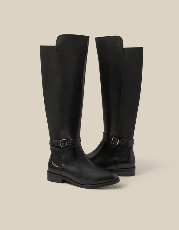 Milly Leather Knee High Boots , Black (BLACK), large