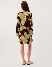 Clemence Aurelie Butterfly Mini Tunic Dress, Black (BLACK), large