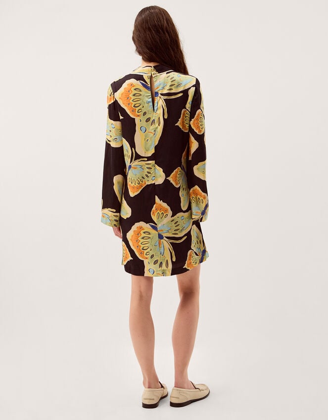 Clemence Aurelie Butterfly Mini Tunic Dress, Black (BLACK), large