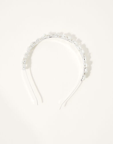 Frosted Pearl and Rose Headband, , large