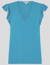 Nessa Short Sleeve Blouse in LENZING™ ECOVERO™, Blue (BLUE), large