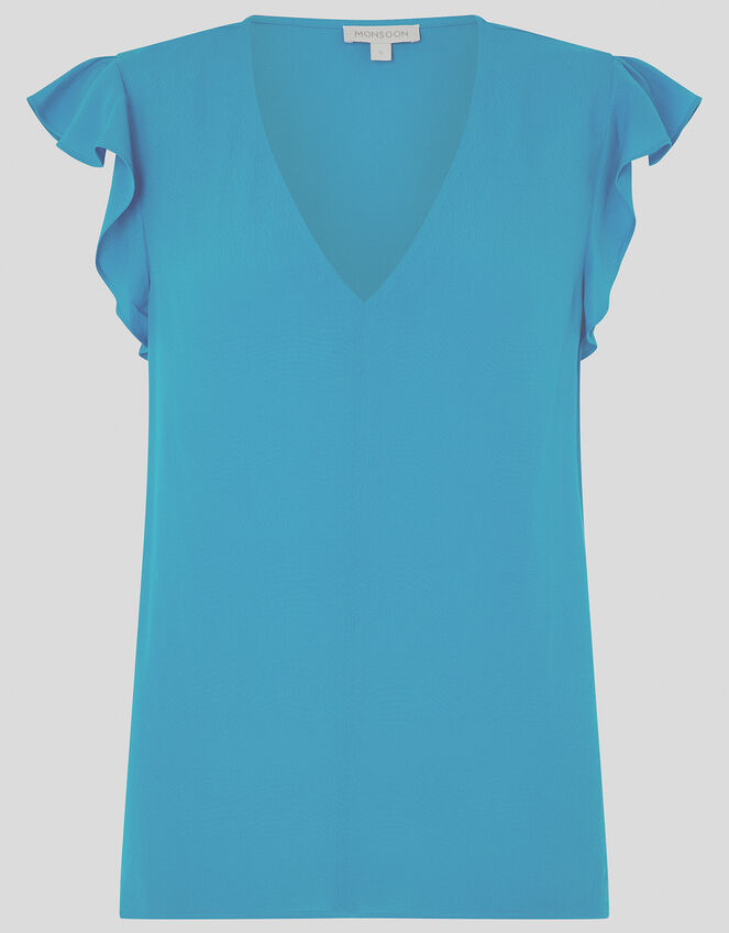 Nessa Short Sleeve Blouse in LENZING™ ECOVERO™, Blue (BLUE), large