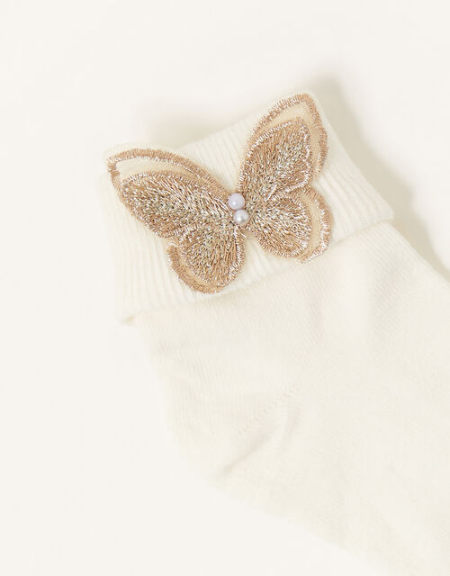3D Butterfly Socks, Ivory (IVORY), large