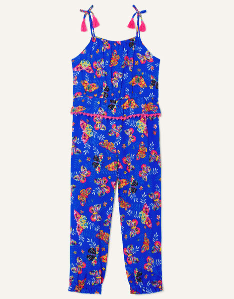 Floral Butterfly Strappy Jumpsuit Blue, Blue (BLUE), large