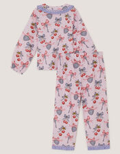 Cherry Bow Long Pyjama Set, Ivory (IVORY), large