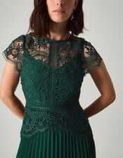 Monica Lace Pleated Bridesmaid Dress, Green (DARK GREEN), large