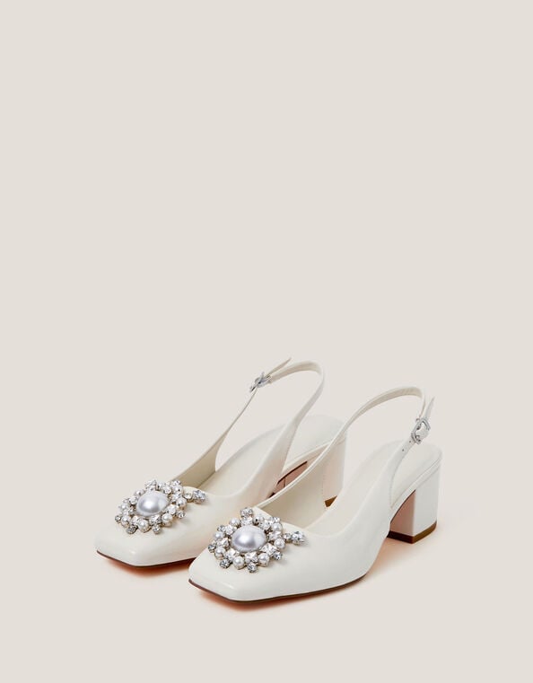 Wynn Pearl Slingback Heels, Ivory (IVORY), large
