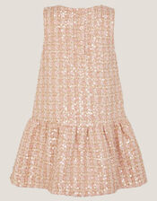 Tweed Bow Sleeveless Pinafore Dress, Pink (PINK), large