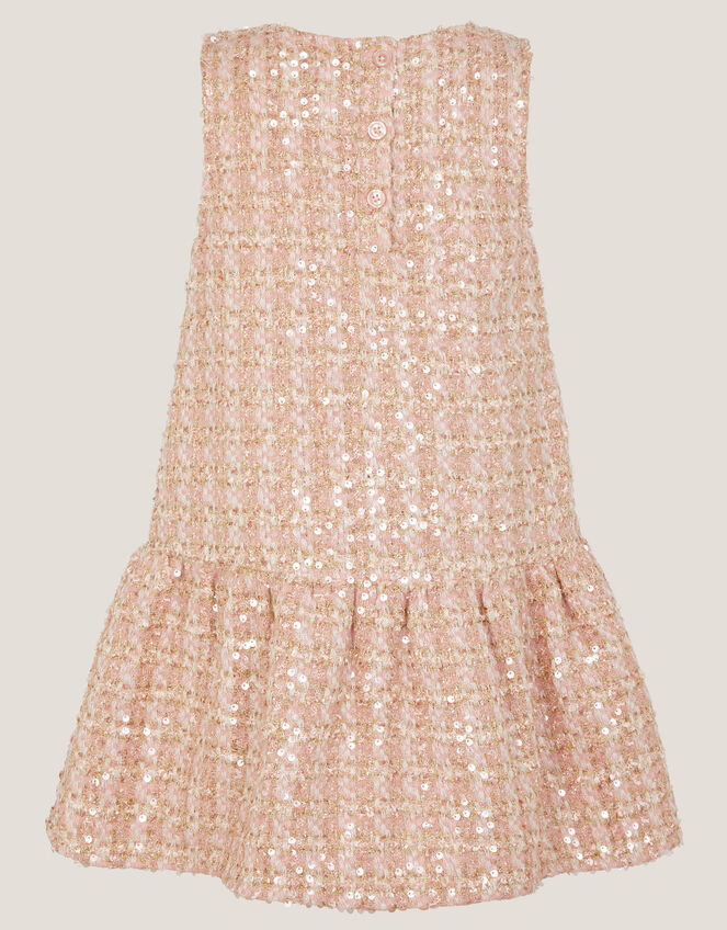 Tweed Bow Sleeveless Pinafore Dress, Pink (PINK), large