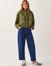 Jen Jersey Utility Jacket, Green (KHAKI), large