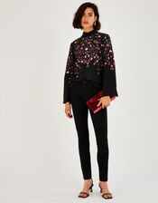 Glenn Embroidered Paisley Top , Black (BLACK), large