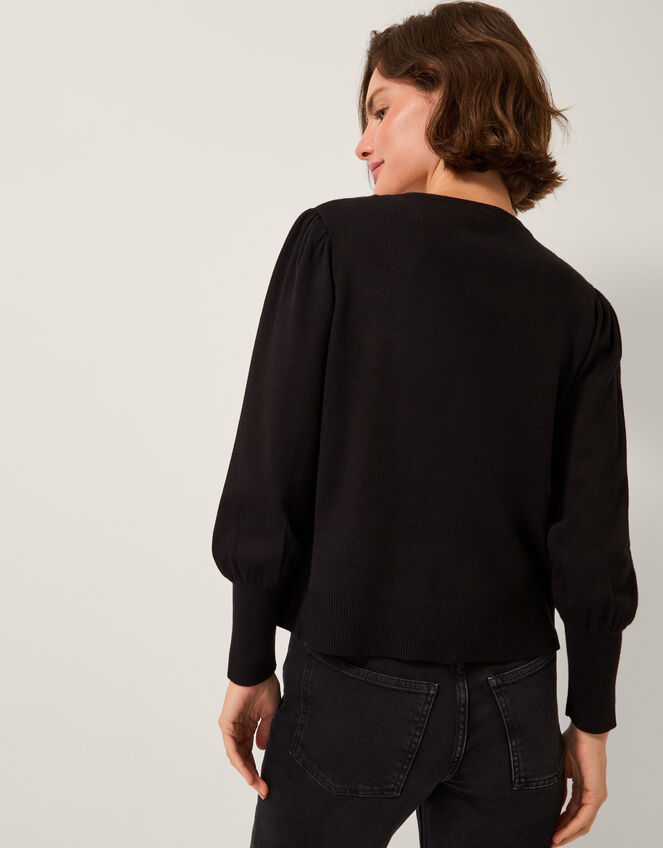 Eden Diamanté Trim Cardigan, Black (BLACK), large