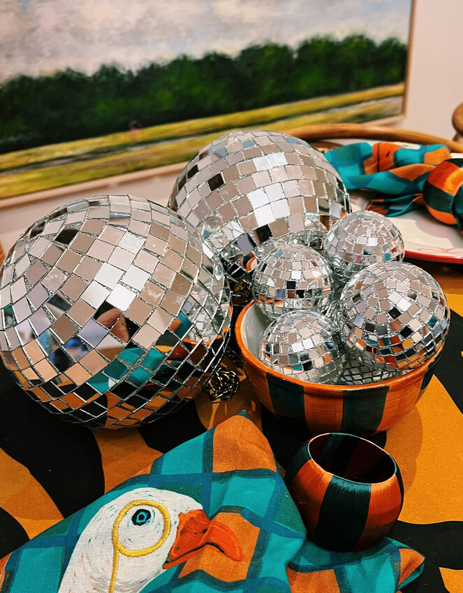 Anna and Nina Small Disco Ball Hanging Decoration, , large