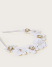Embellished Sequin Flower Headband, , large