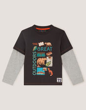 Outdoors Graphic Long Sleeve T-Shirt, Grey (GREY), large