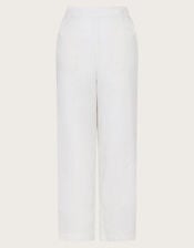 Parker Linen Crop Trousers, White (WHITE), large