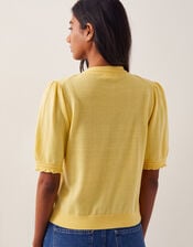 Tegan Short Sleeve Cardigan, Yellow (YELLOW), large
