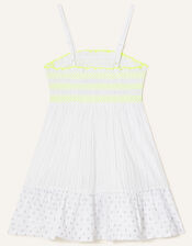 Dobby Shirred Beach Dress, Ivory (IVORY), large