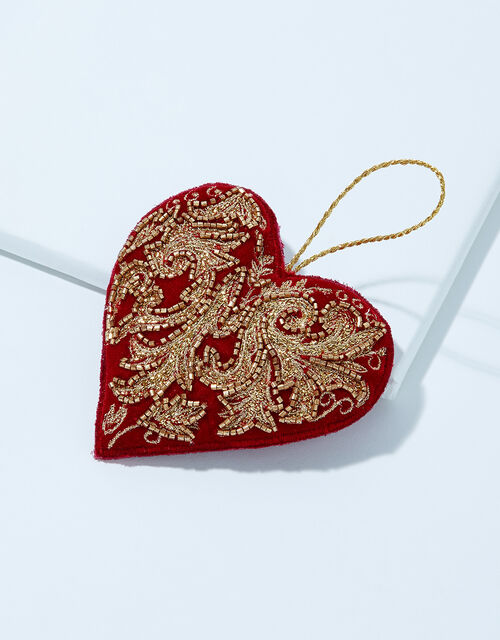 Embellished Heart Velvet Hanging Decoration, , large