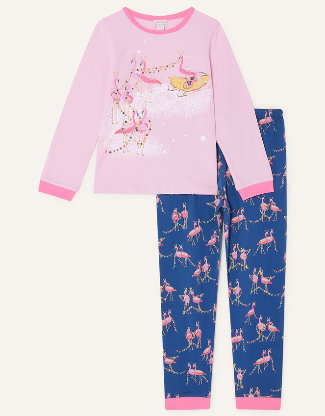 Festive Flamingo Pyjama Set, Pink (PINK), large