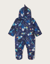Space Dinosaur Padded Pramsuit with Recycled Polyester, Blue (NAVY), large