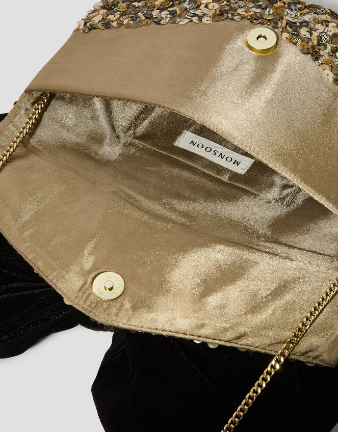 Bella Bow Embellished Clutch Bag, Gold (GOLD), large