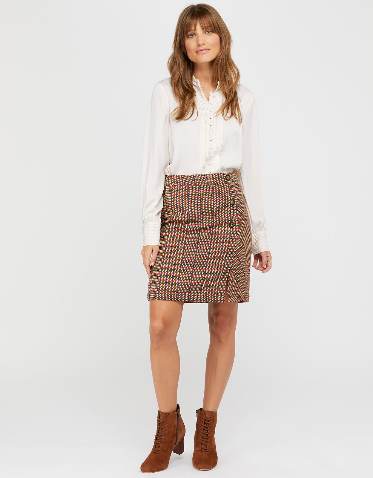 Brown check deals skirt uk