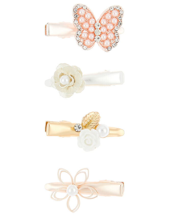 Flower and Butterfly Mini Hair Clip Set , , large