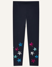 Sequin Star Leggings, Blue (NAVY), large