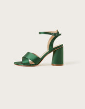 Satin Block Heels, Green (GREEN), large