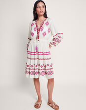 Catia Embroidered Kaftan, White (WHITE), large