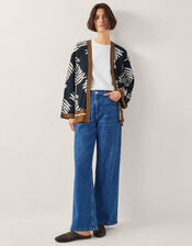 Pamela Print Linen-Blend Jacket, Black (BLACK), large