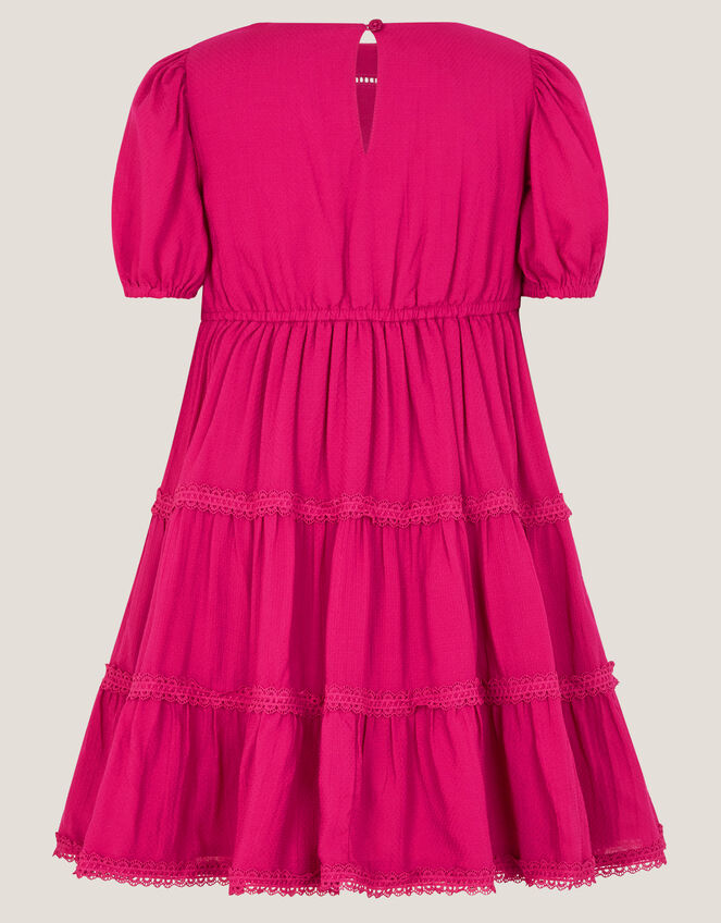 Puff Sleeve Lace Tier Dress, Pink (PINK), large