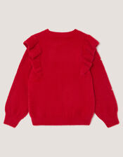 Cindy Ruffle Snowflake Jumper, Red (RED), large