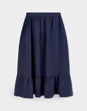 East Liza Midi Linen Skirt, Blue (NAVY), large