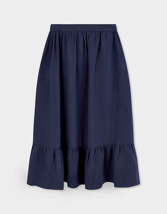 East Liza Midi Linen Skirt, Blue (NAVY), large