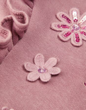 Frilly 3D Flower Sweatshirt Dress, Purple (LILAC), large