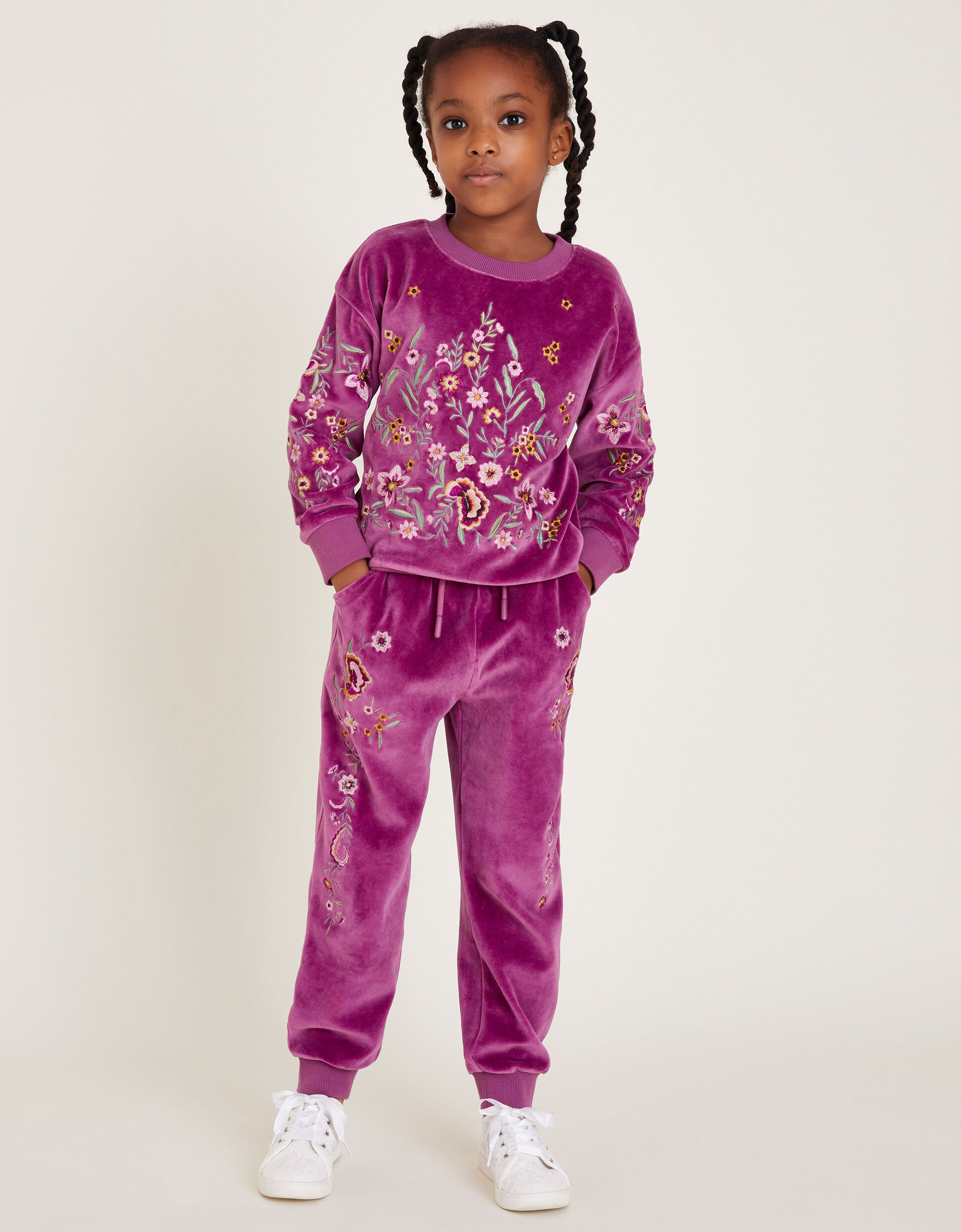 Embroidered Velour Sweatshirt Purple Girls Cardigans Monsoon UK